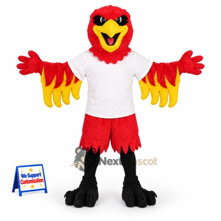Phoenix Mascot Costume - Red, White Shirt Phoenix Mascot Costume - Red, White Shirt