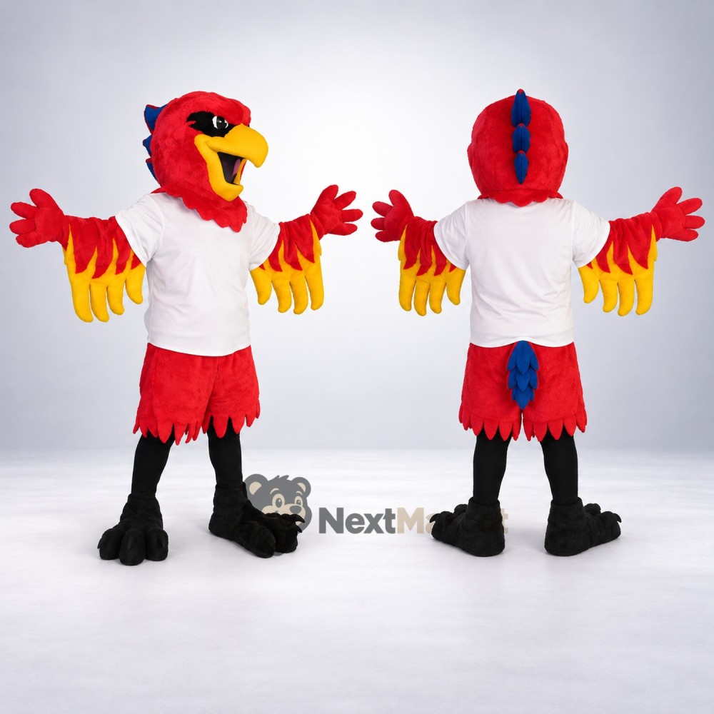 Phoenix Mascot Costume - Red, White Shirt Phoenix Mascot Costume - Red, White Shirt
