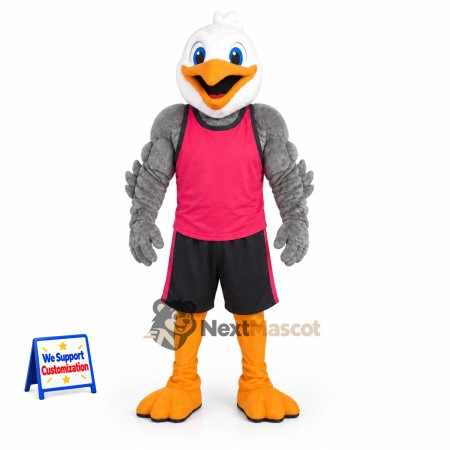 Goose Mascot Costume - Gray, Pink Shirt Goose Mascot Costume - Gray, Pink Shirt