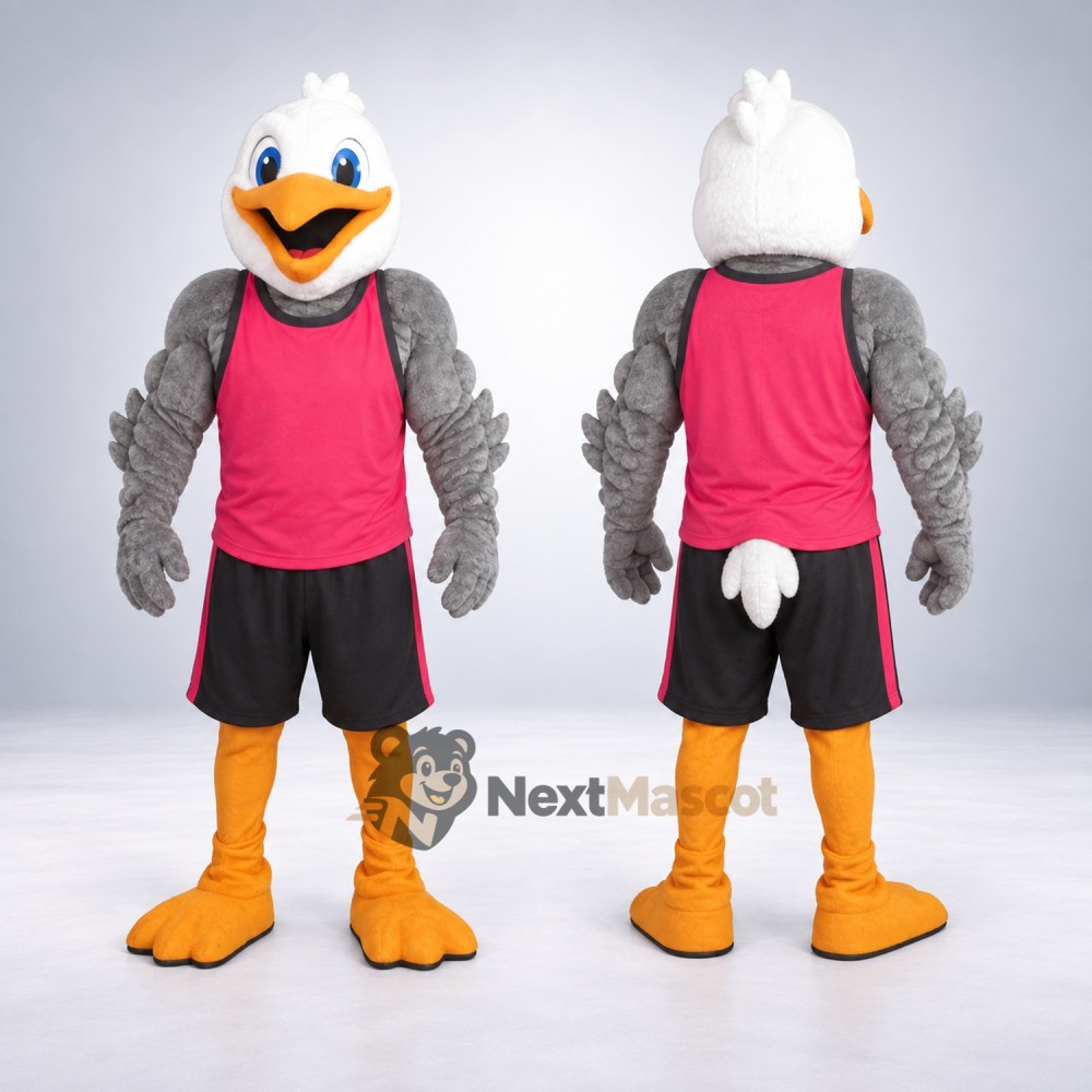 Goose Mascot Costume - Gray, Pink Shirt Goose Mascot Costume - Gray, Pink Shirt