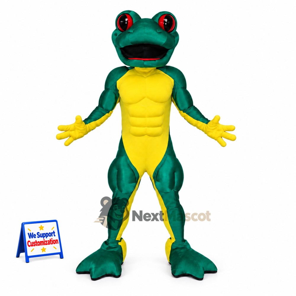 Frog Mascot Costume - Green with Yellow Belly Frog Mascot Costume - Green with Yellow Belly