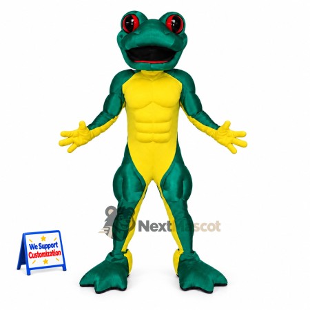 Frog Mascot Costume - Green with Yellow Belly Frog Mascot Costume - Green with Yellow Belly