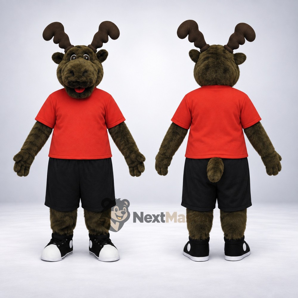 Moose Mascot Costume - Red Shirt for Community Events Moose Mascot Costume - Red Shirt for Community Events