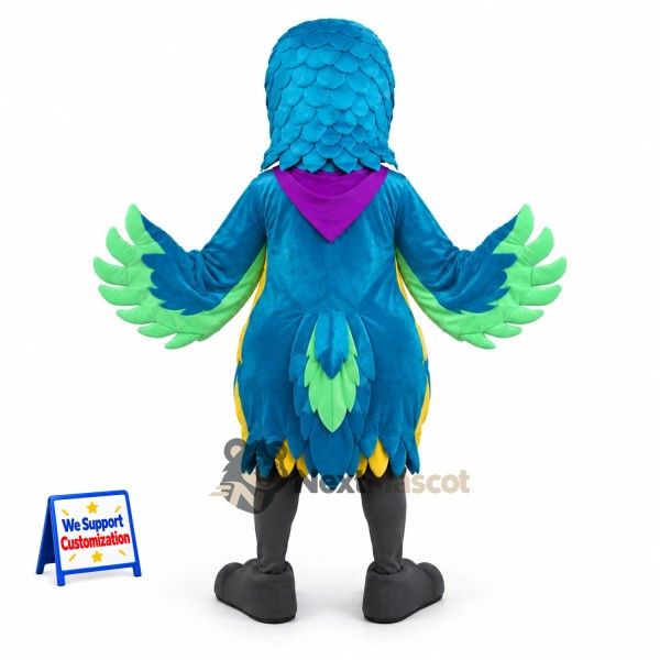 Parrot Mascot Costume - Blue, Purple Scarf Parrot Mascot Costume - Blue, Purple Scarf