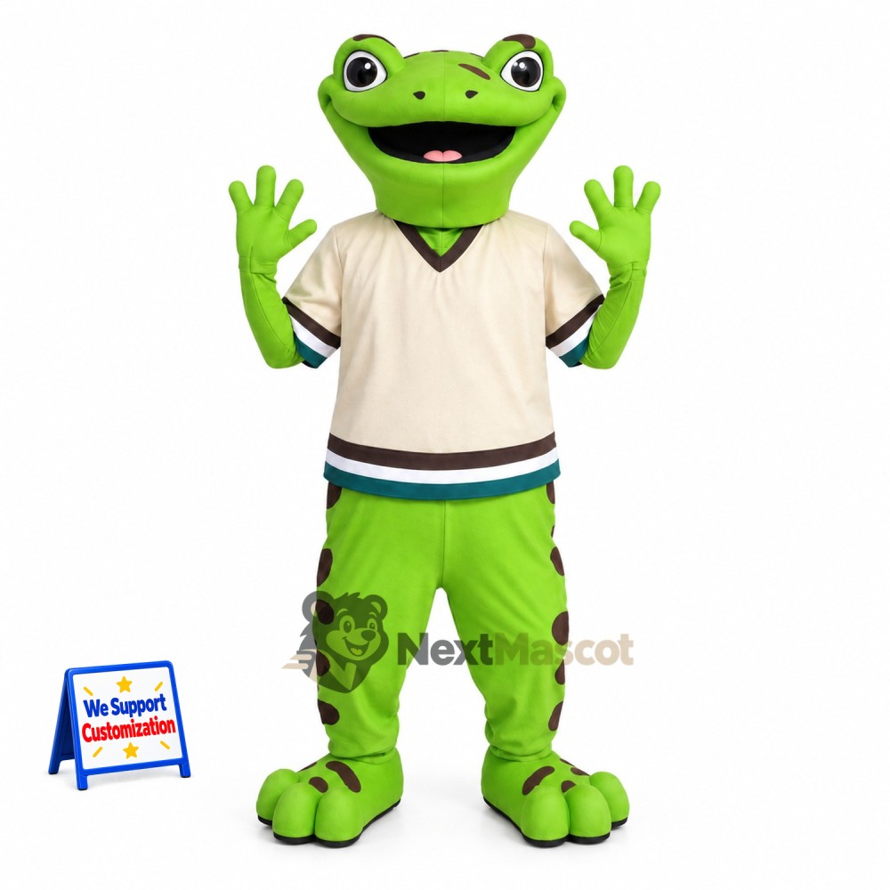 Lizard Mascot Costume - Green, White Shirt Lizard Mascot Costume - Green, White Shirt