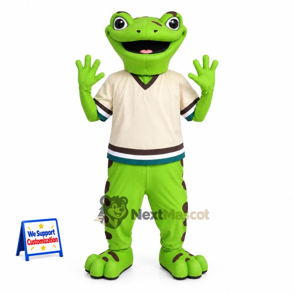 Lizard Mascot Costume - Green, White Shirt