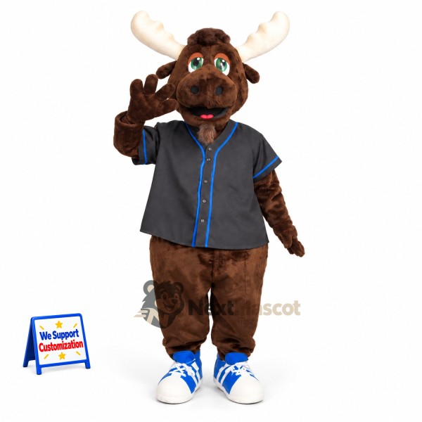 Moose Mascot Costume - Blue Shirt for School Events
