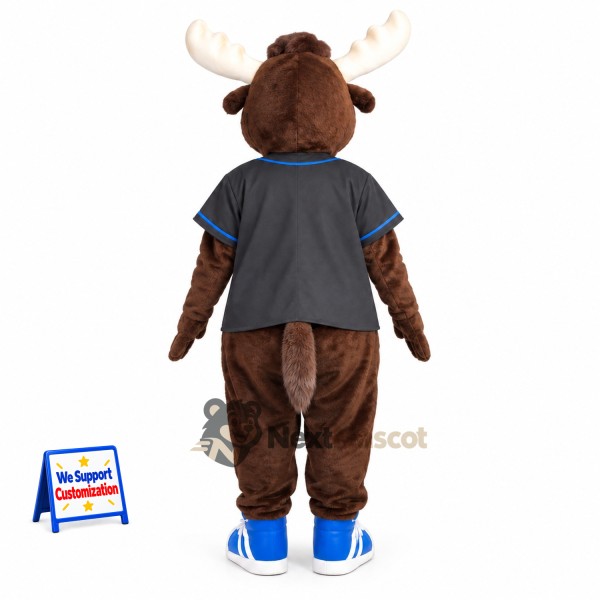 Moose Mascot Costume - Blue Shirt for School Events Moose Mascot Costume - Blue Shirt for School Events
