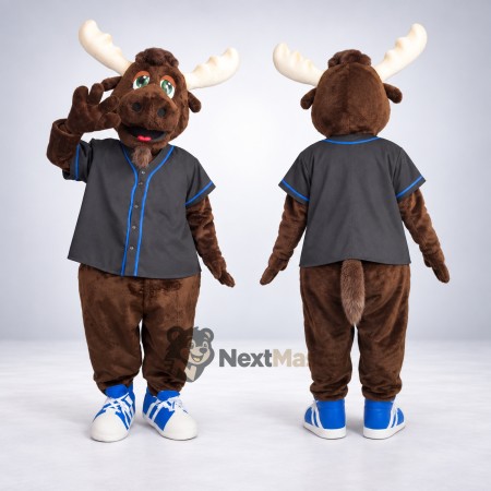 Moose Mascot Costume - Blue Shirt for School Events Moose Mascot Costume - Blue Shirt for School Events