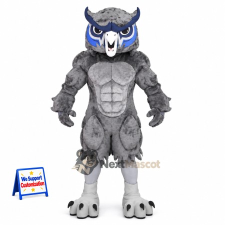 Owl Mascot Costume - Muscular, Gray for Parades Owl Mascot Costume - Muscular, Gray for Parades