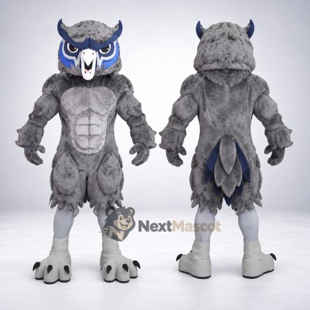 Owl Mascot Costume - Muscular, Gray for Parades Owl Mascot Costume - Muscular, Gray for Parades