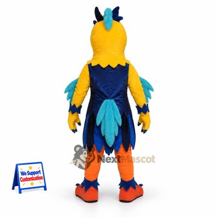 Parrot Mascot Costume - Yellow and Blue, Orange Feet Parrot Mascot Costume - Yellow and Blue, Orange Feet