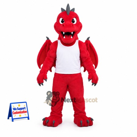 Dragon Mascot Costume - Red, White Shirt for Parades Dragon Mascot Costume - Red, White Shirt for Parades