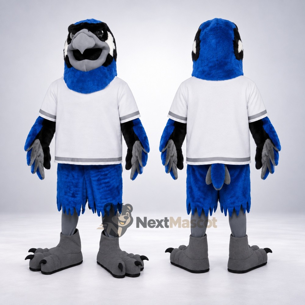 Blue Jay Mascot Costume - White Shirt for Community Events Blue Jay Mascot Costume - White Shirt for Community Events