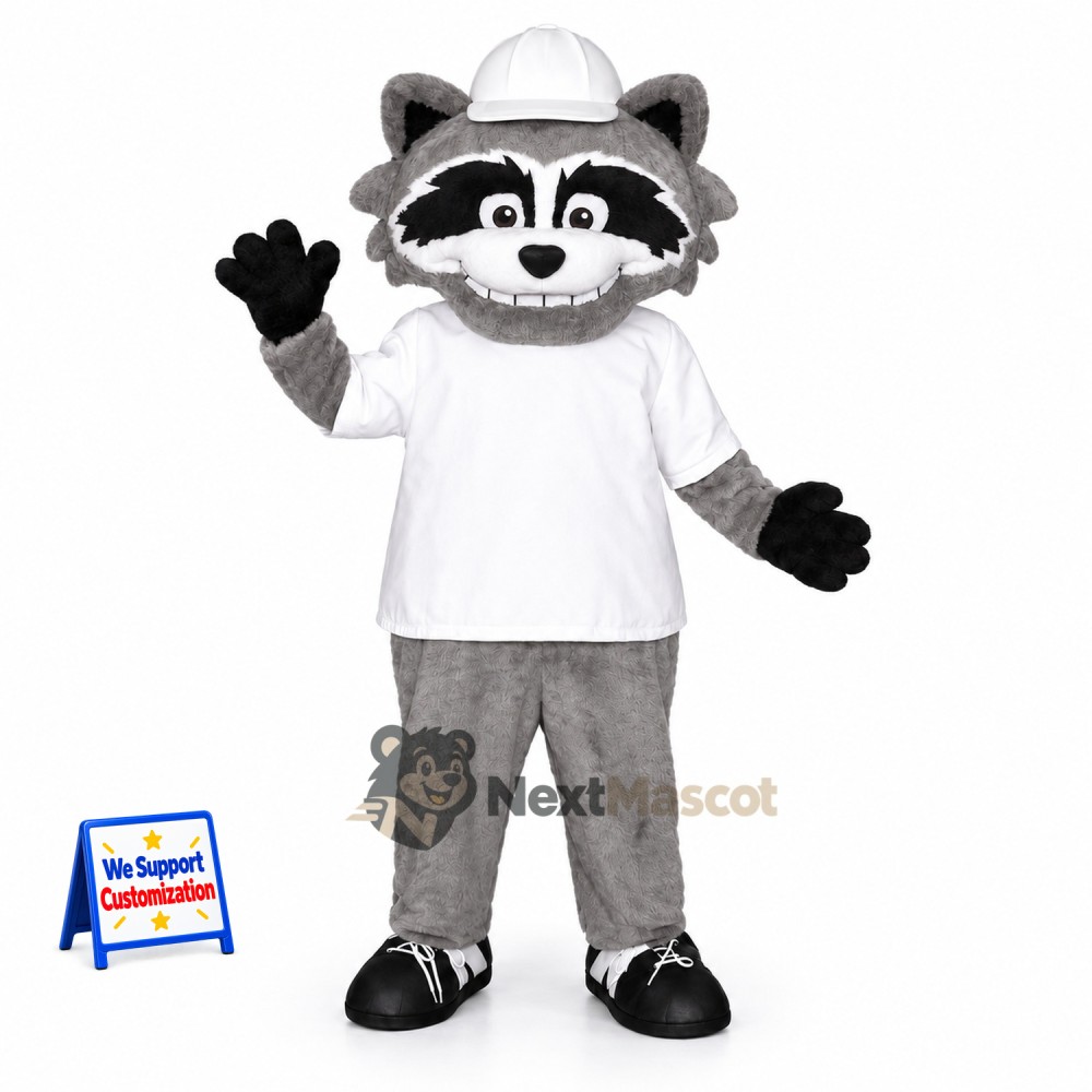 Raccoon Mascot Costume - White Shirt Raccoon Mascot Costume - White Shirt
