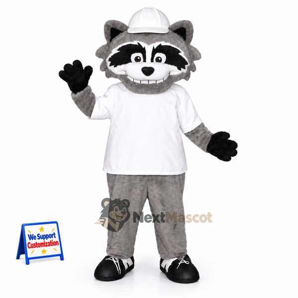 Raccoon Mascot Costume - White Shirt