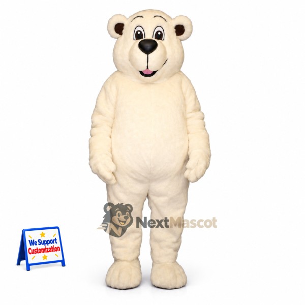 Bear Mascot Costume - White for Campus Events