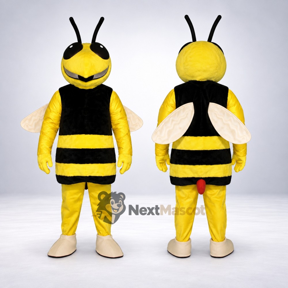 Bee Mascot Costume - Yellow, White Wings and Red Shorts Bee Mascot Costume - Yellow, White Wings and Red Shorts