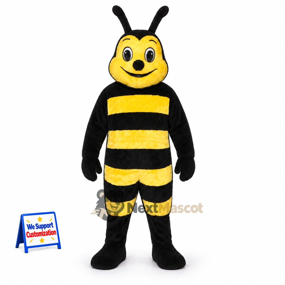 Bee Mascot Costume - Yellow, Two Upright Antennae Bee Mascot Costume - Yellow, Two Upright Antennae