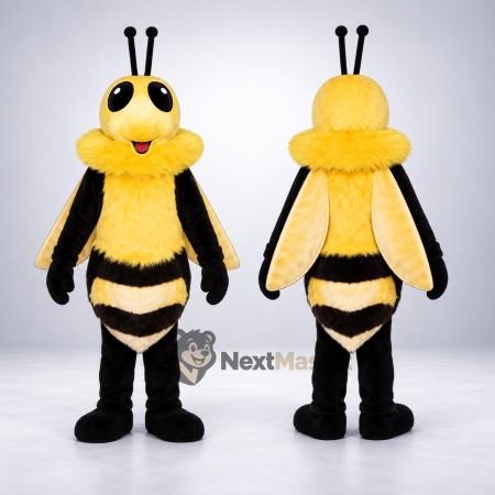 Bee Mascot Costume - Fuzzy, Yellow, Long Black Antennae Bee Mascot Costume - Fuzzy, Yellow, Long Black Antennae