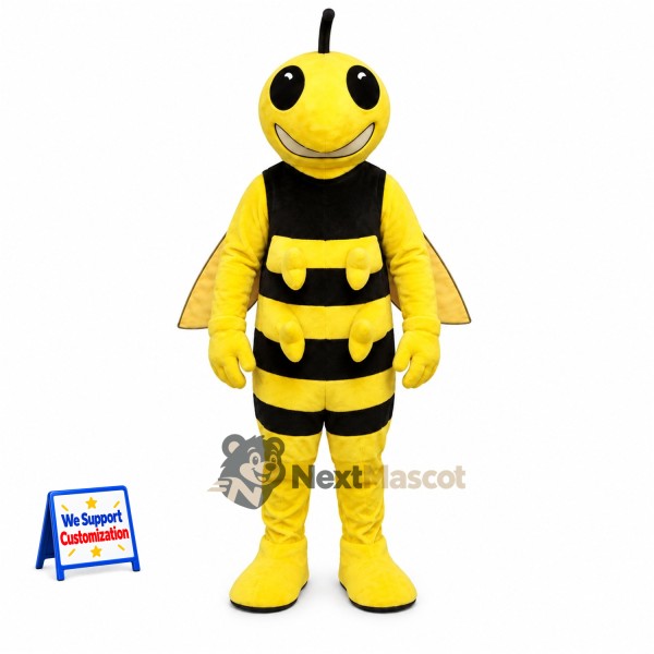 Bee Mascot Costume - Yellow, Black Vest and Yellow Wings