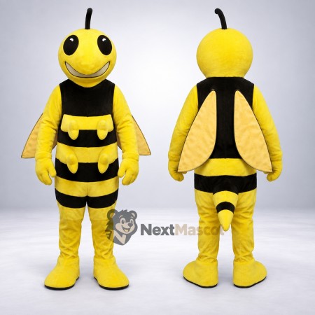 Bee Mascot Costume - Yellow, Black Vest and Yellow Wings Bee Mascot Costume - Yellow, Black Vest and Yellow Wings