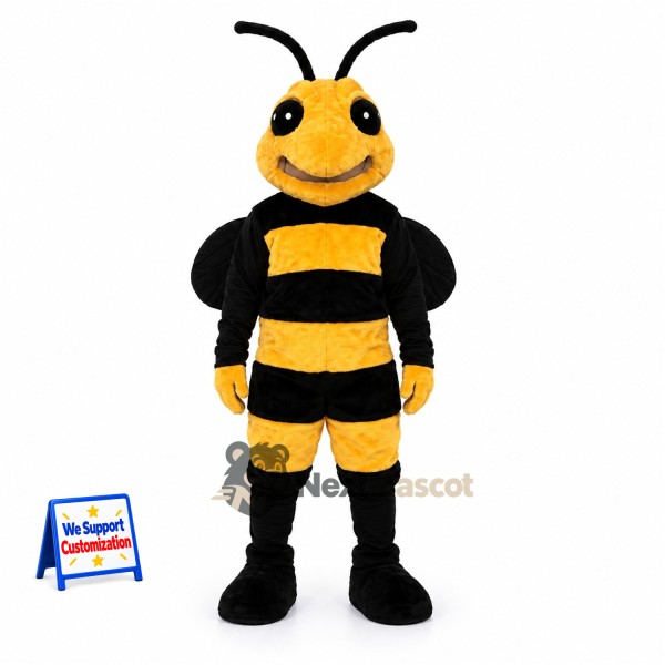 Bee Mascot Costume - Yellow, Pointed Black Wings