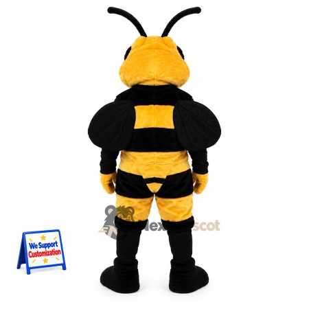Bee Mascot Costume - Yellow, Pointed Black Wings Bee Mascot Costume - Yellow, Pointed Black Wings