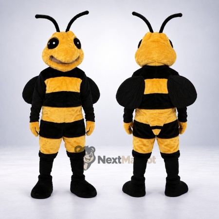 Bee Mascot Costume - Yellow, Pointed Black Wings Bee Mascot Costume - Yellow, Pointed Black Wings