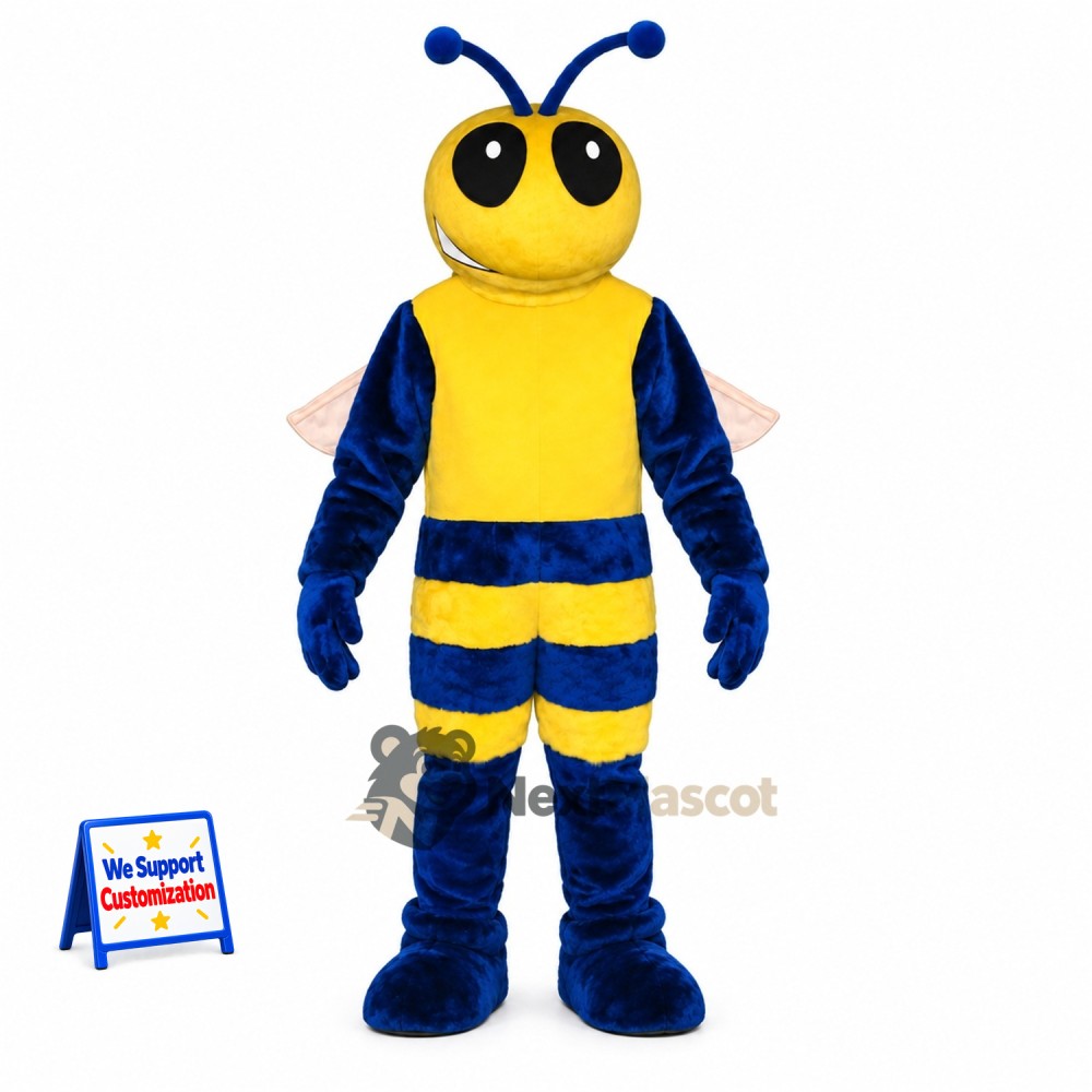 Bee Mascot Costume - Blue and Yellow, White Wings Bee Mascot Costume - Blue and Yellow, White Wings