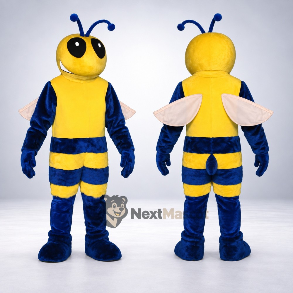 Bee Mascot Costume - Blue and Yellow, White Wings Bee Mascot Costume - Blue and Yellow, White Wings