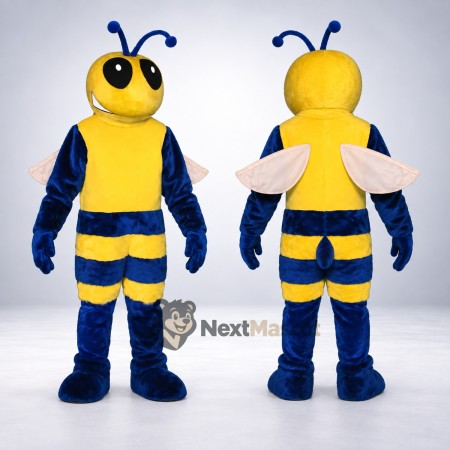 Bee Mascot Costume - Blue and Yellow, White Wings Bee Mascot Costume - Blue and Yellow, White Wings