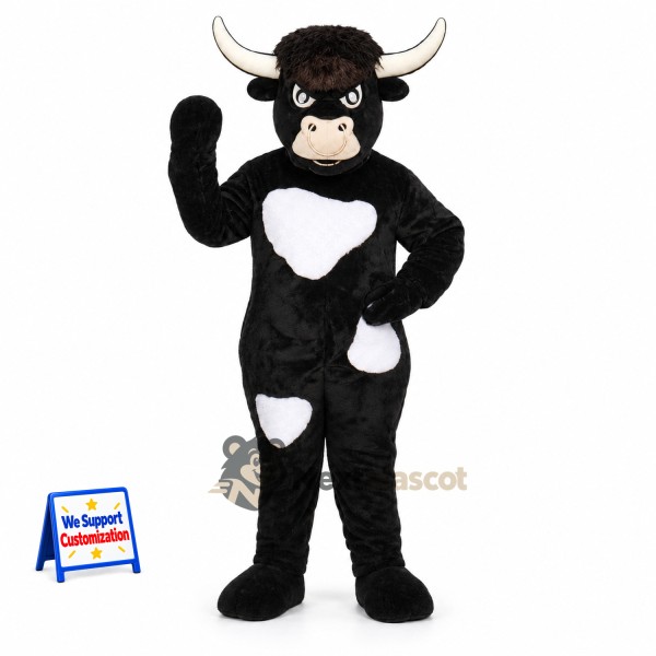 Bull Mascot Costume - Black and White
