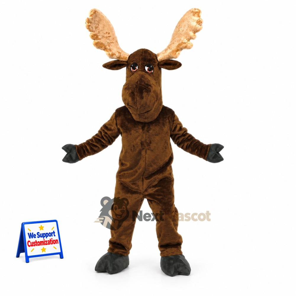 Moose Mascot Costume - Brown for Festival Parades Moose Mascot Costume - Brown for Festival Parades
