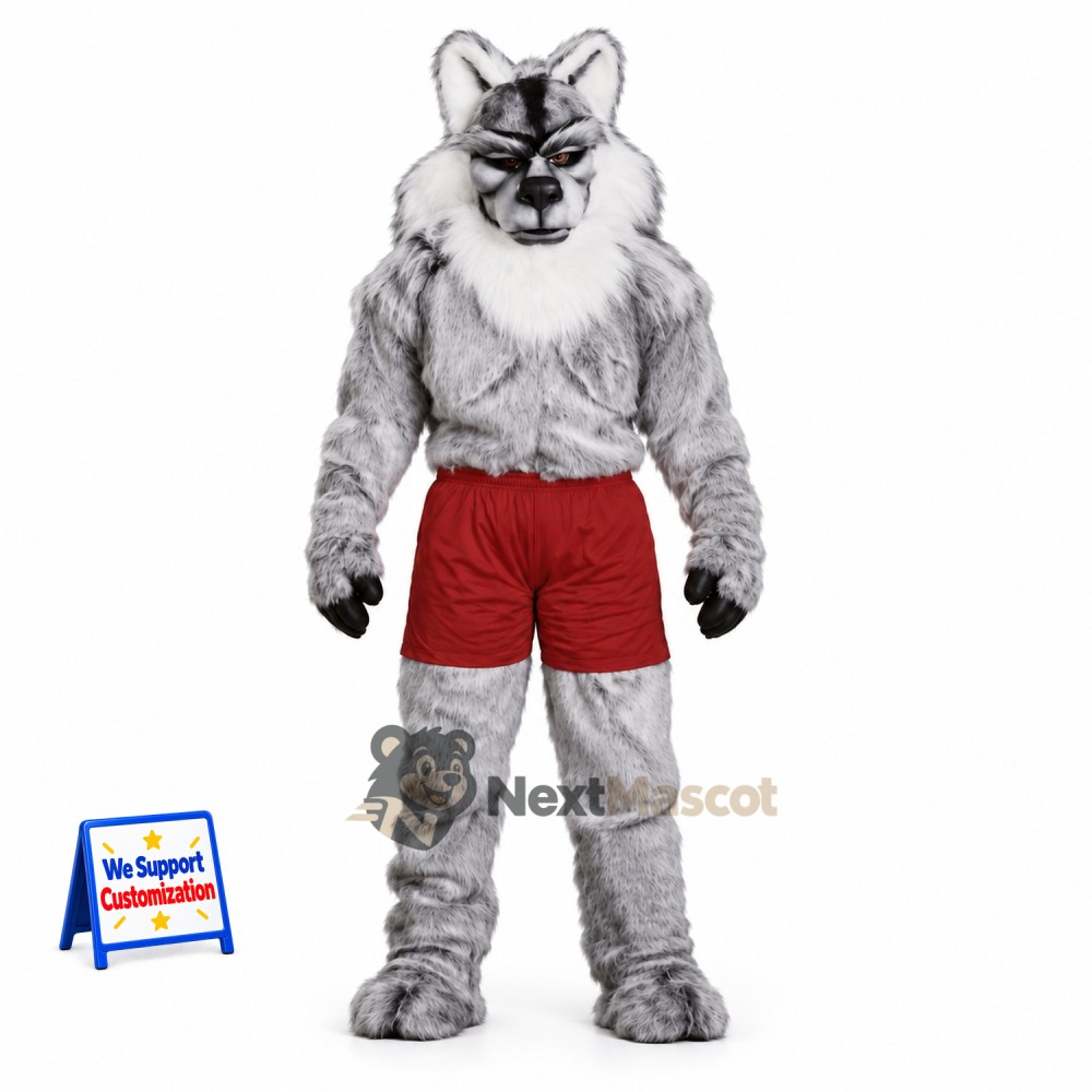 Wolf Mascot Costume - Muscular Wolf Mascot Costume - Muscular