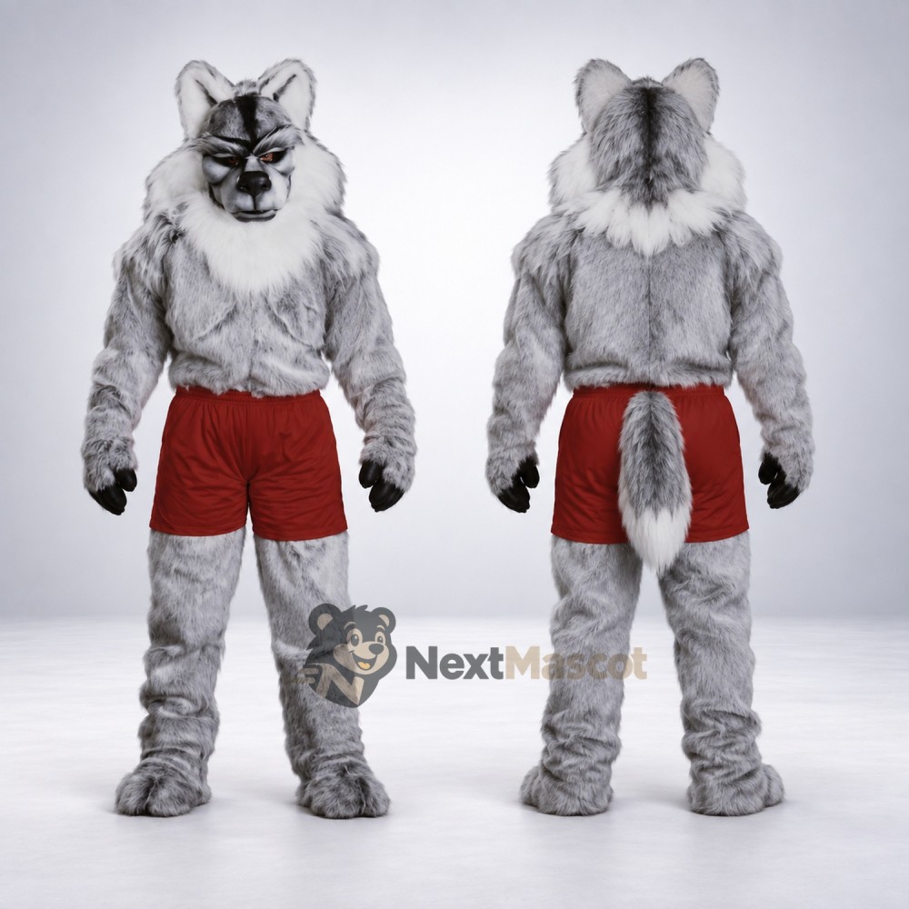 Wolf Mascot Costume - Muscular Wolf Mascot Costume - Muscular