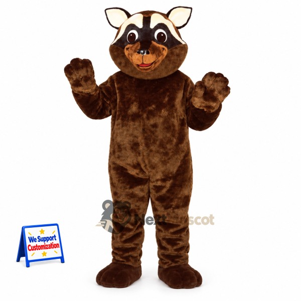 Raccoon Mascot Costume - Brown, White Facial Stripes for Parades
