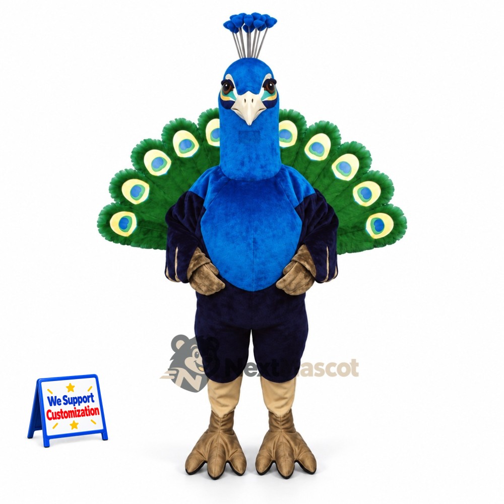 Peacock Mascot Costume - Blue for Community Events Peacock Mascot Costume - Blue for Community Events