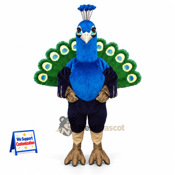 Peacock Mascot Costume - Blue for Community Events