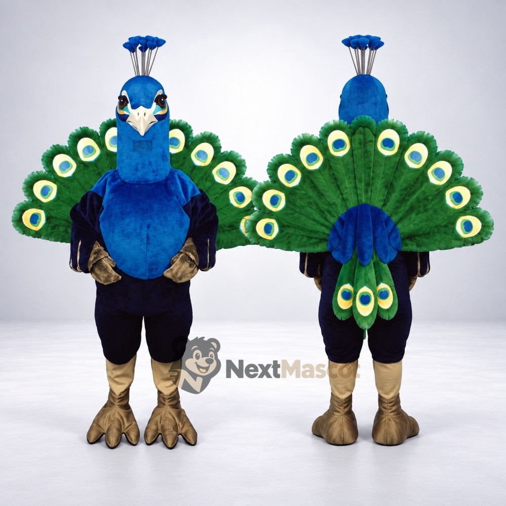 Peacock Mascot Costume - Blue for Community Events Peacock Mascot Costume - Blue for Community Events