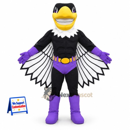 Eagle Superhero Mascot Costume - Black Eagle Superhero Mascot Costume - Black