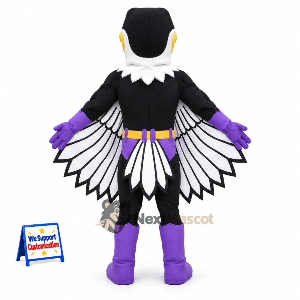Eagle Superhero Mascot Costume - Black Eagle Superhero Mascot Costume - Black