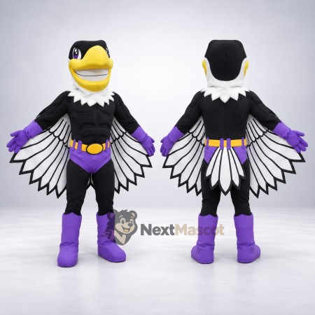 Eagle Superhero Mascot Costume - Black Eagle Superhero Mascot Costume - Black