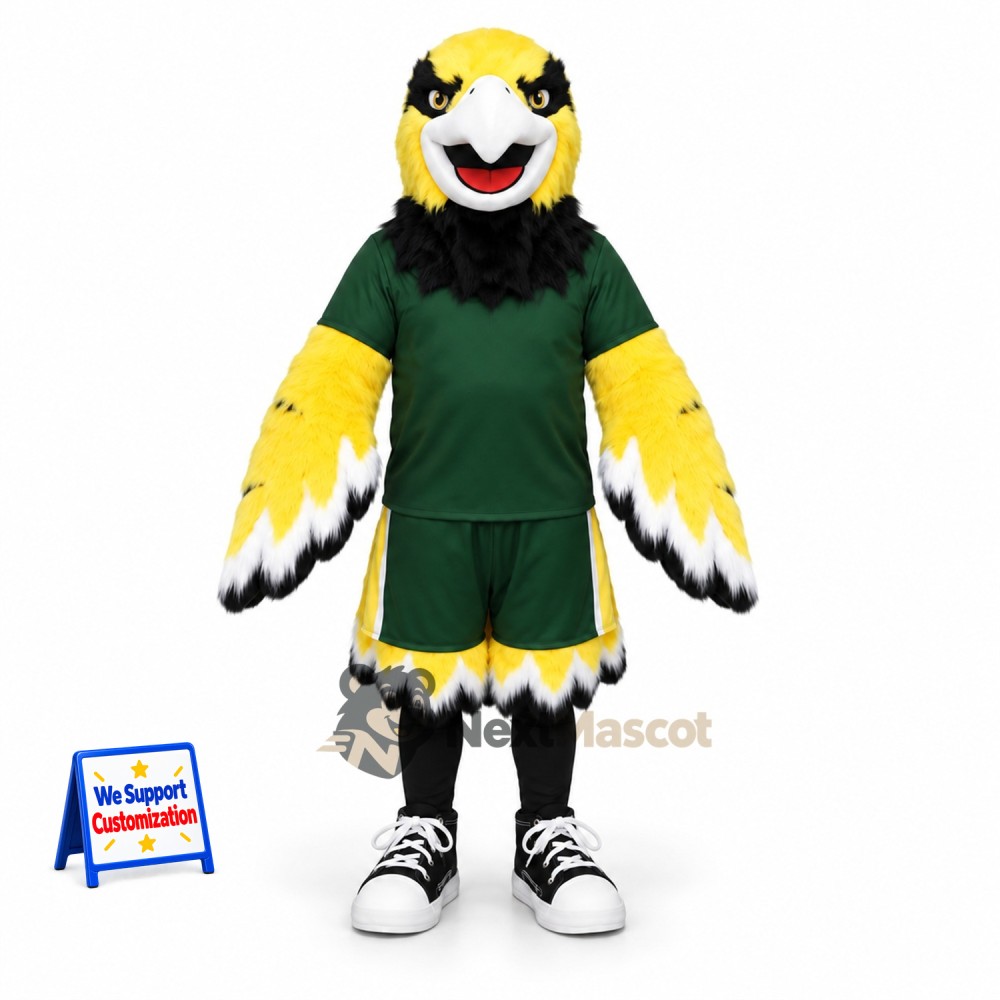 Eagle Mascot Costume - Yellow, Green Uniform for Parades