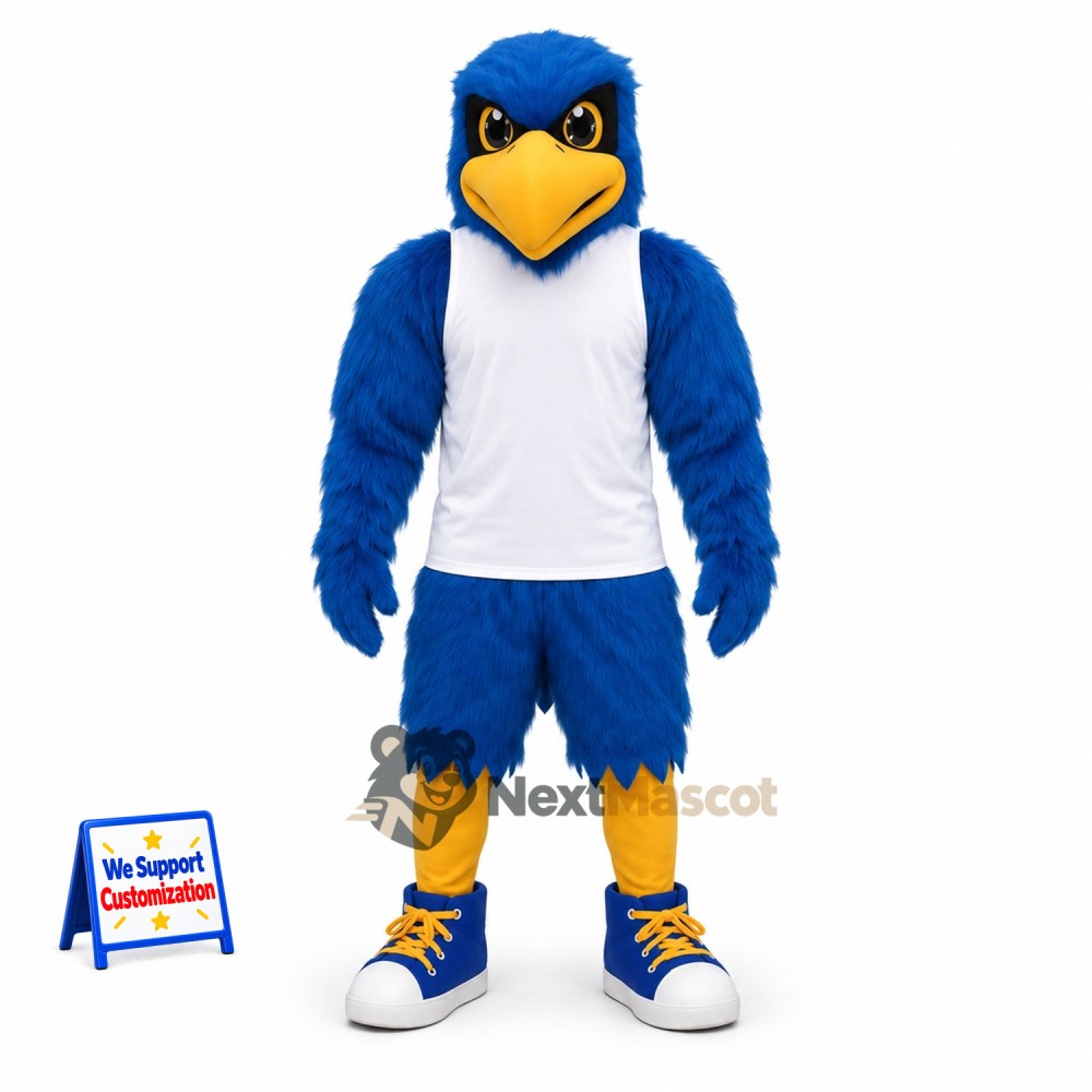 Eagle Mascot Costume - Blue, White Shirt for School Spirit Eagle Mascot Costume - Blue, White Shirt for School Spirit