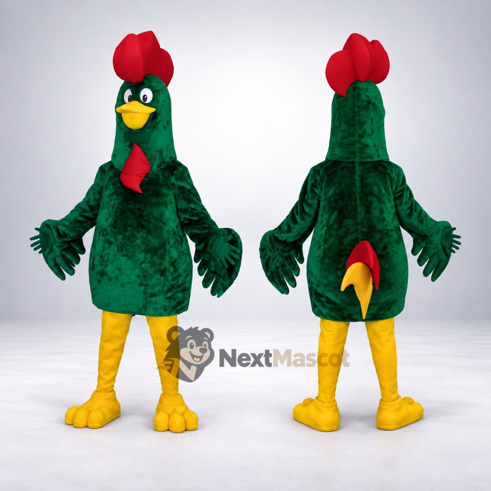 Rooster Mascot Costume - Green for School Events Rooster Mascot Costume - Green for School Events