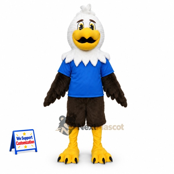 Bald Eagle Mascot Costume - Blue Shirt and Black Shorts for Parades