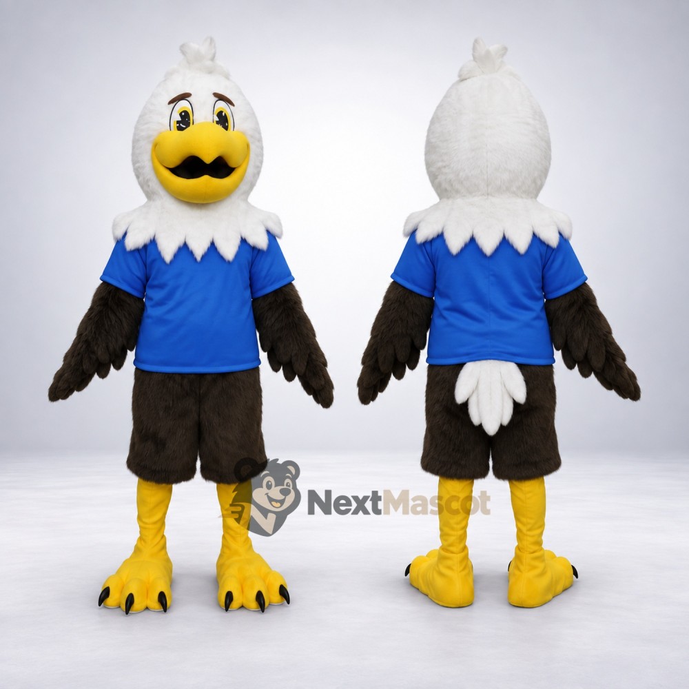 Bald Eagle Mascot Costume - Blue Shirt and Black Shorts for Parades Bald Eagle Mascot Costume - Blue Shirt and Black Shorts for Parades