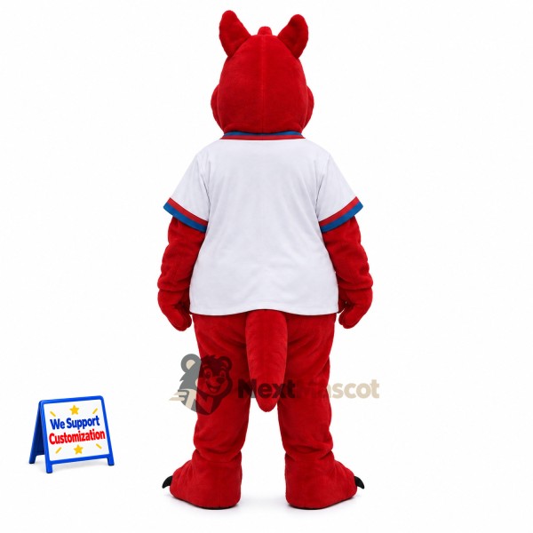 Dragon Mascot Costume - Red, White Shirt for School Events Dragon Mascot Costume - Red, White Shirt for School Events