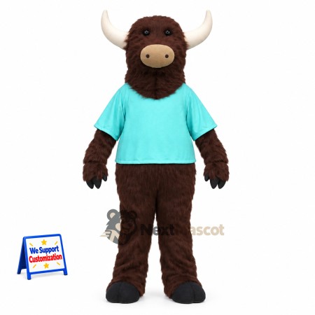 Bull Mascot Costume - Blue Shirt for School Events Bull Mascot Costume - Blue Shirt for School Events